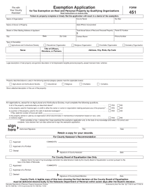 Nebraska Tax Exemption Application Form 451