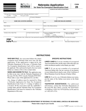 Nebraska State Tax Exemption Identification Card Application