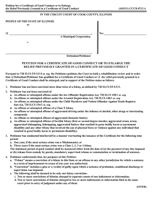 Petition for Certificate of Good Conduct