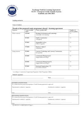 Exchange Student Learning Agreement