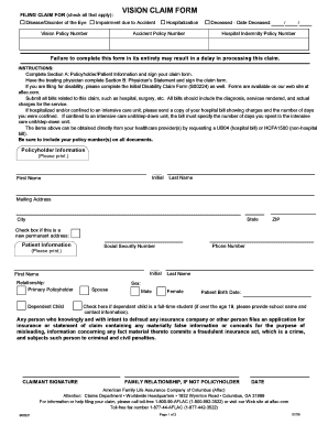 Aflac Vision Claim Form