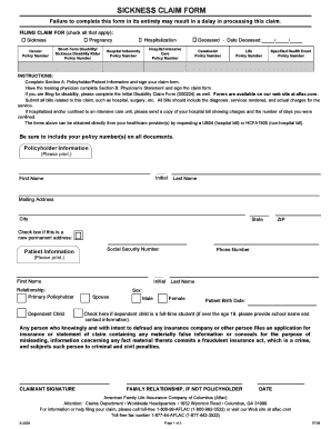 Aflac Sickness Claim Form