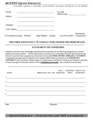 Equine Insurance Application Form