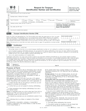 IRS Form W-9 Request for Taxpayer Identification Number and Certification