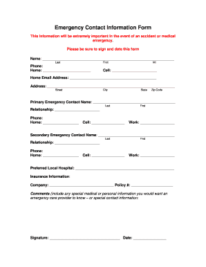 Emergency Contact Information Form