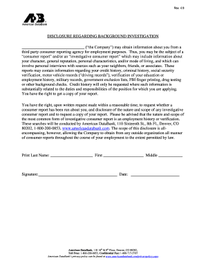 Background Check Disclosure and Authorization Form