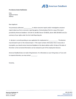 Pre-Adverse Action Notification