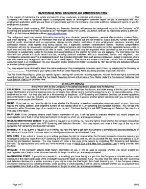 Background Check Disclosure and Authorization Form