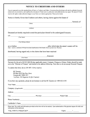 Notice to Creditors and Others