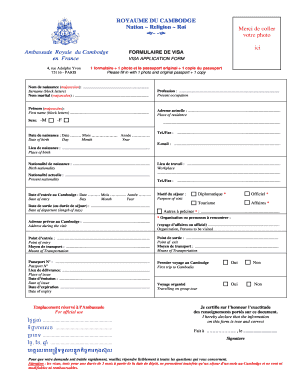 FORMULAIRE DE VISA