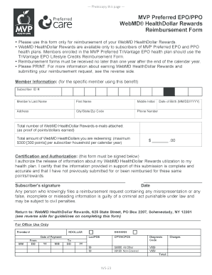 WebMD HealthDollar Rewards Reimbursement Form