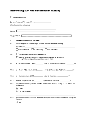 Berechnung zum Maß der baulichen Nutzung