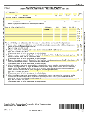 Short Term Medical Insurance Application
