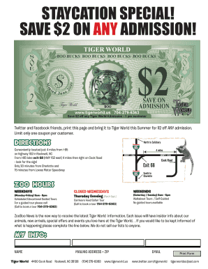 Tiger World Admission Coupon