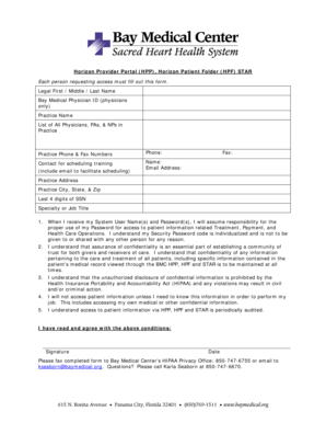 Bay Medical Center HIPAA Access Form