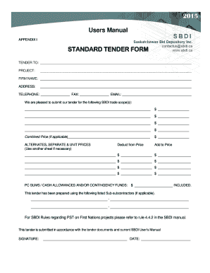 Standard Tender Form