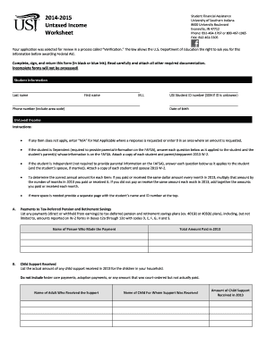 2014-2015 Student Financial Assistance Verification Worksheet