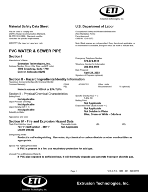 Material Safety Data Sheet for PVC Pipe
