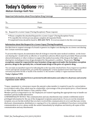 Request for a Lower Copay Tiering Exception Form
