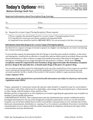 Request for a Lower Copay Tiering Exception Form