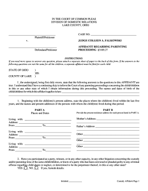 Ohio Parenting Affidavit Form