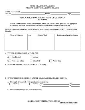 Application for Appointment of Guardian of Minor