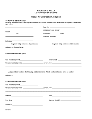 Precipe for Certificate of Judgment