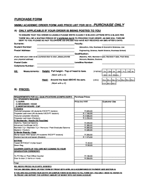 NMMU Academic Order Form
