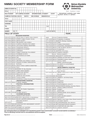 NMMU Society Membership Form
