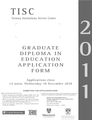 TISC Graduate Diploma in Education Application Form