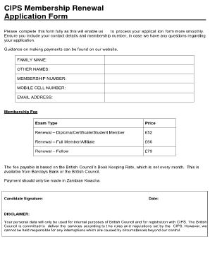 CIPS Membership Renewal Application Form