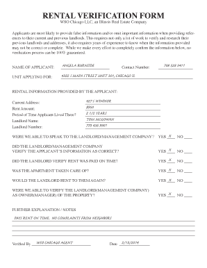 Rental Verification Form