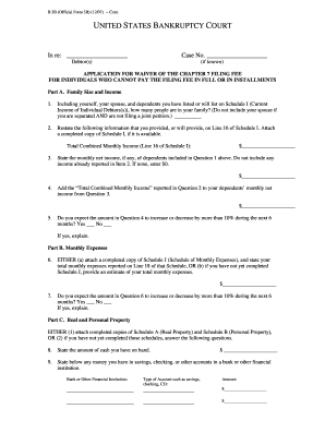 Application for Waiver of Chapter 7 Filing Fee