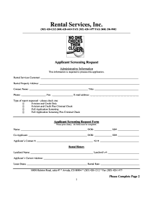 Applicant Screening Request Form