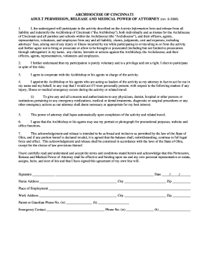 Adult Permission and Medical Power of Attorney