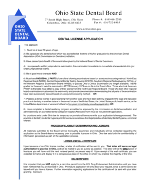 Ohio Dental License Application