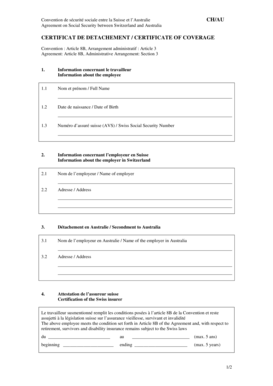 Certificat de détachement CH/AU