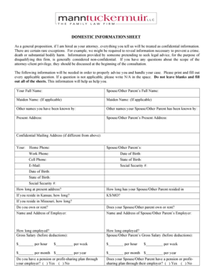 Domestic Information Sheet