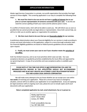 Alaska Legal Services Application Form