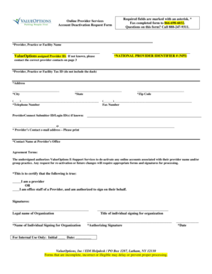 Account Deactivation Request Form