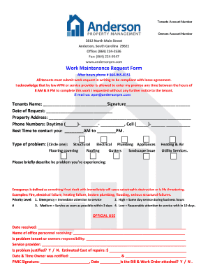 Work Maintenance Request Form