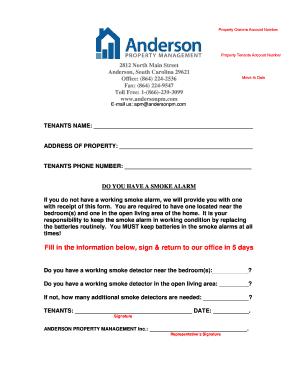 Tenant Smoke Alarm Verification Form