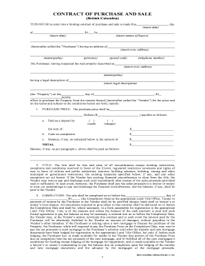 British Columbia Purchase and Sale Contract