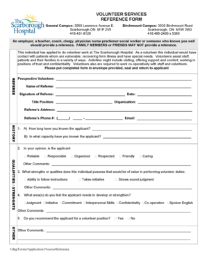 Volunteer Reference Form
