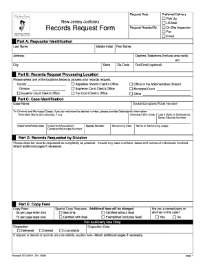 New Jersey Judiciary Records Request Form