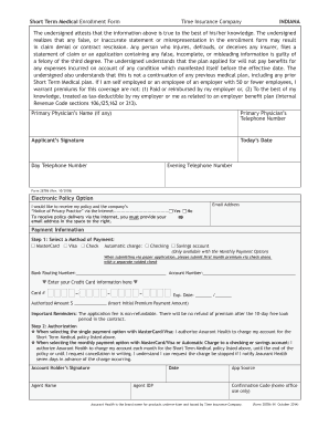Short Term Medical Enrollment Form
