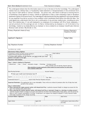 Short Term Medical Enrollment Form