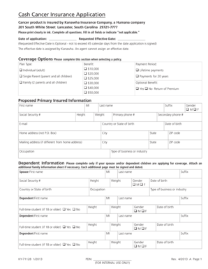 Cancer Insurance Application Form
