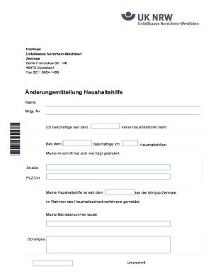 Änderungsmitteilung Haushaltshilfe