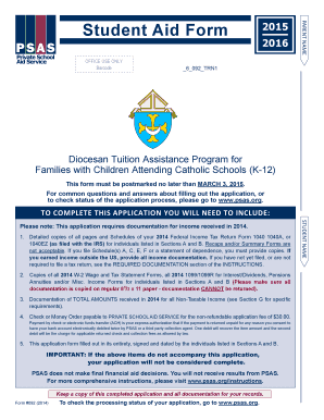 Diocesan Tuition Assistance Program Application